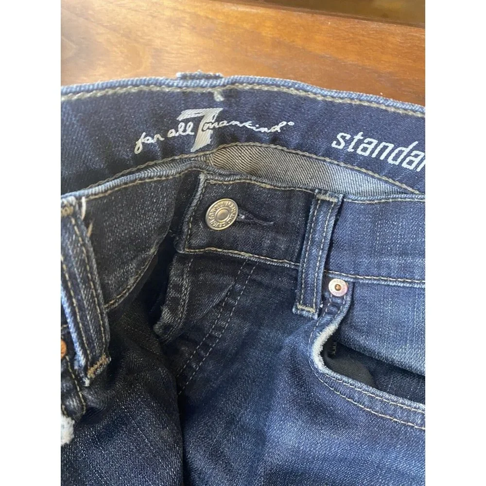 7 For All Mankind Mens Standard Straight Leg Button Fly Jeans Size 32 x 28 Dark - Picture 8 of 9